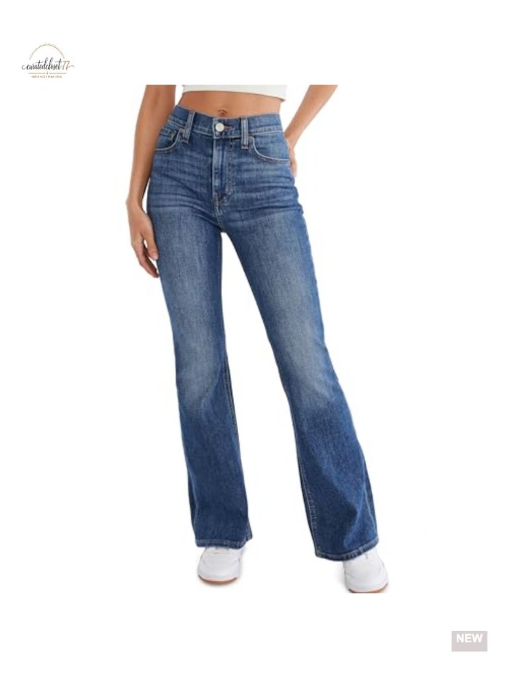 Women's High Rise Flare Leg Jeans Stretch Denim 5-Pocket Casual